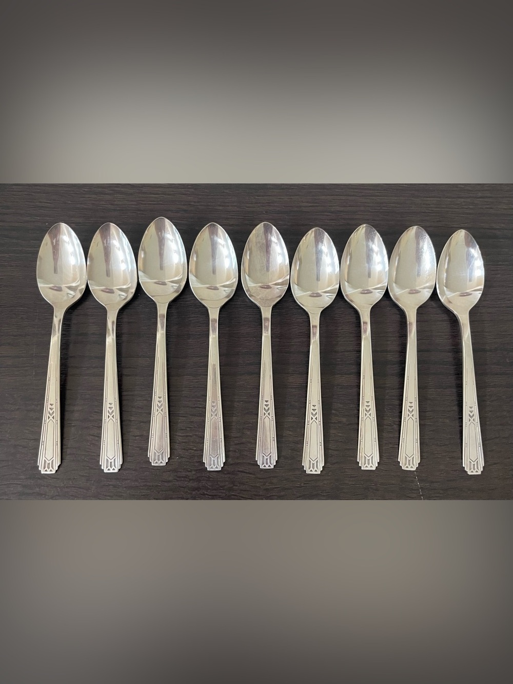 VTG Set of 9 Tudorplate Oneida Community Friendship Pattern Art Deco Spoons, 6”
